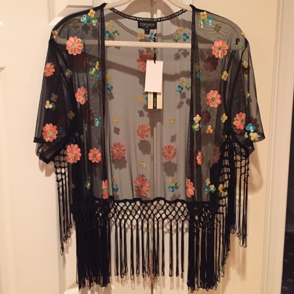💫Brand New💫Topshop sheer kimono w/flower pattern - Picture 1 of 3