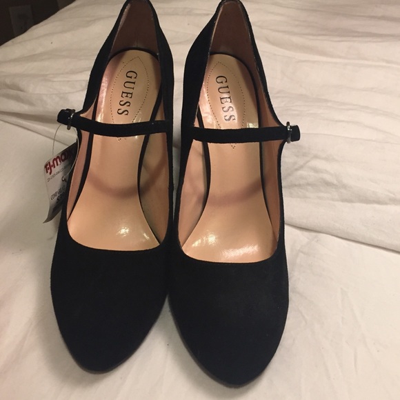 Guess Black Suede Mary Jane Pumps 