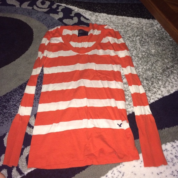 Orange and white striped American Eagle sweater - Picture 1 of 2