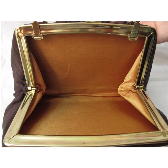 Vintage Brown Clutch Handbag Purse w/ Chain Strap - Picture 4 of 4
