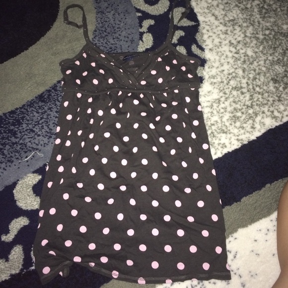 Brown with pink polka dot American Eagle tank top - Picture 1 of 2