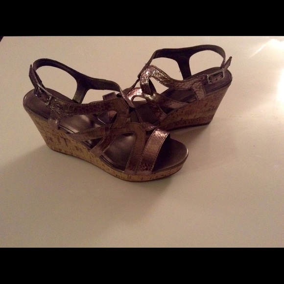 Pewter Strappy Wedge Sandals