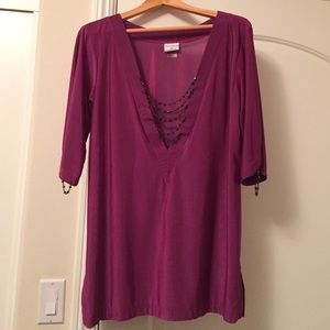 Authentic Beaded Beach Bunny Purple Cover Up