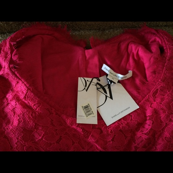 DVF Brittany Pink Lace Dress Size 14 - Picture 4 of 4