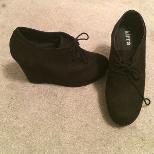 Black suede wedge
