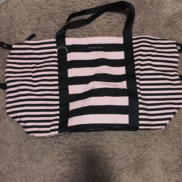 Victoria's Secret Pink&Black striped tote