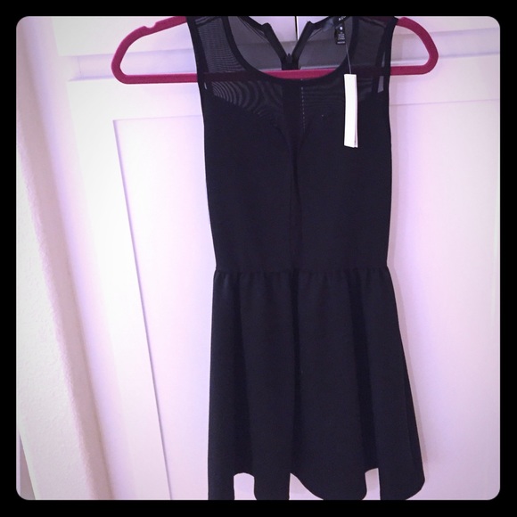 AQUA mini black dress with sheer bodice and back