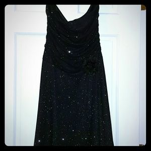 Black strapless glitter dress