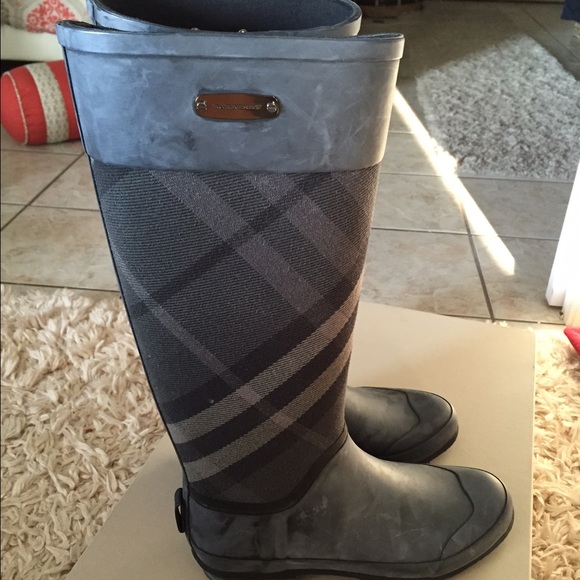 NEW Burberry Clemence Rubber Rainboots Charcoal - Picture 2 of 4