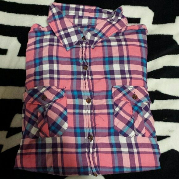 Pink plaid button down  flannel