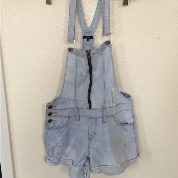 Light wash denim overalls