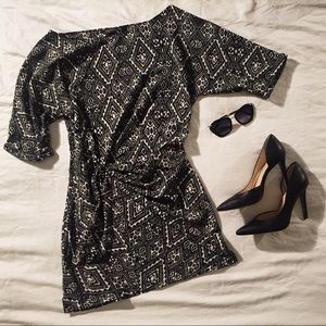Zara Black and Cream Pattern Dress