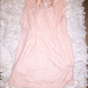 Babydoll Pink Lace Rosette Dress