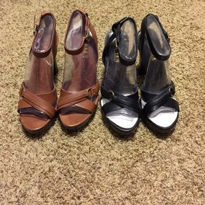Ralph Lauren platforms in brown and black