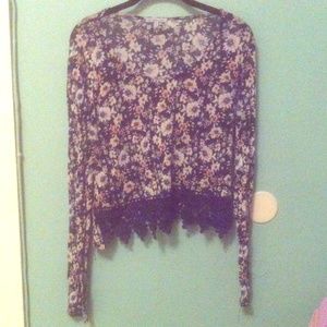 Floral, Long sleeve, crop top