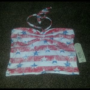 Stars & Stripes Halter Crop Top (Medium)