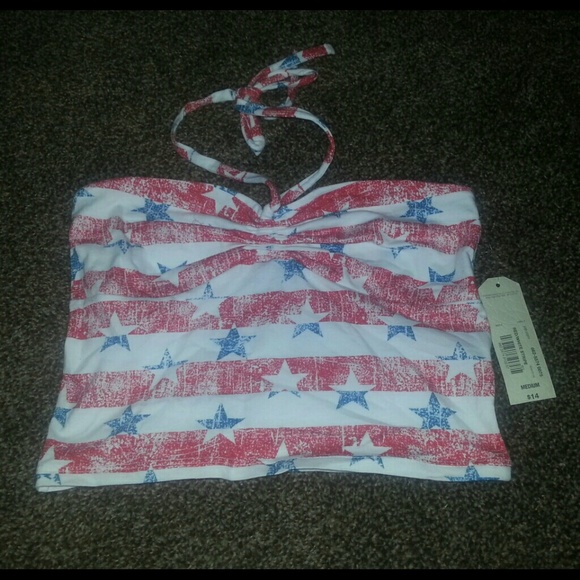 Stars & Stripes Halter Crop Top (Large) - Picture 1 of 1