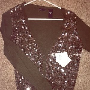NWT Green Sequin Cardigan Moda International