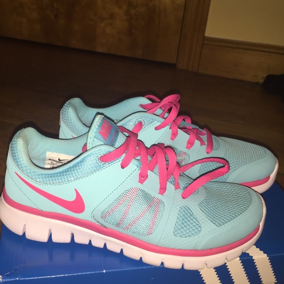 Pink and blue nike sneakers