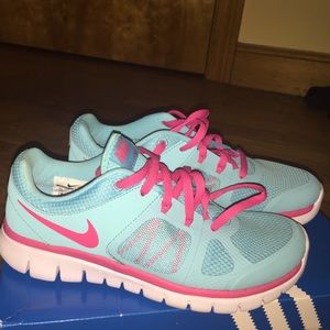 Pink and blue nike sneakers