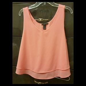 Chiffon layer top in salmon/coral