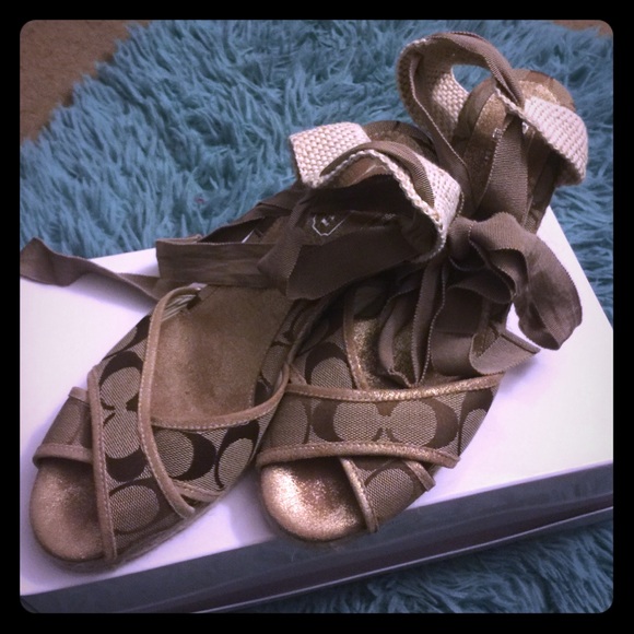 Tan coach wedge sandals - Picture 1 of 4