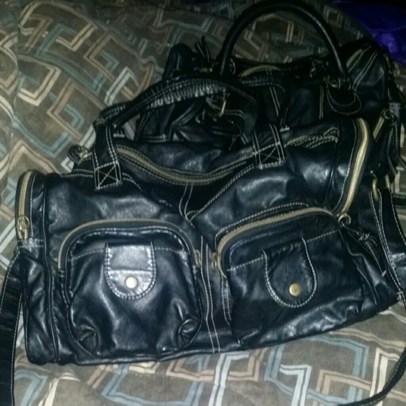 2 Black faux leather Shoulder Bags