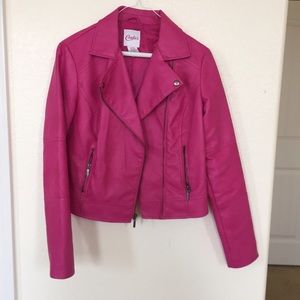 Hot pink leather jacket