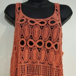 Active Women's Orange Tank Top w/Fringe Bottom