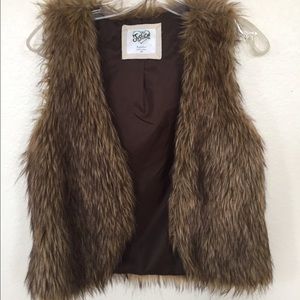 Brown faux fur vest