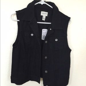 Black denim vest