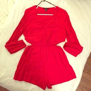Long-sleeve Playsuit - Red