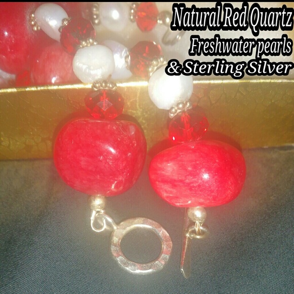 Handmade Red Quartz necklace and bracelet. - Picture 1 of 2