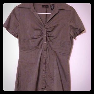Gray button down short sleeve shirt