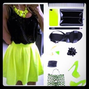 💚Neon Green Skater Skirt💚