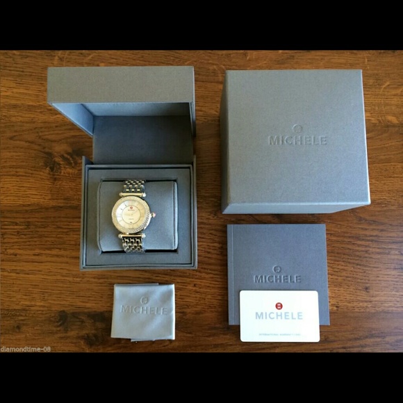 SOLD - MICHELE CABER GUILLOCHE DIAMOND BEZEL WATCH - Picture 3 of 3