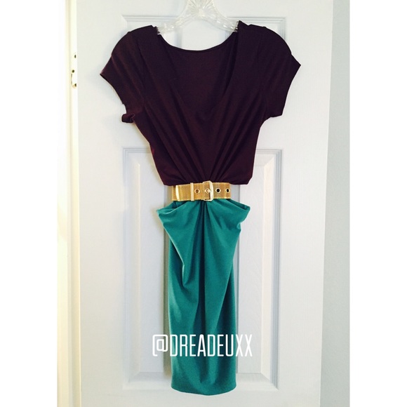 💜SOLD💜 Purple and Turquoise Cut-Out Mini Dress - Picture 1 of 3