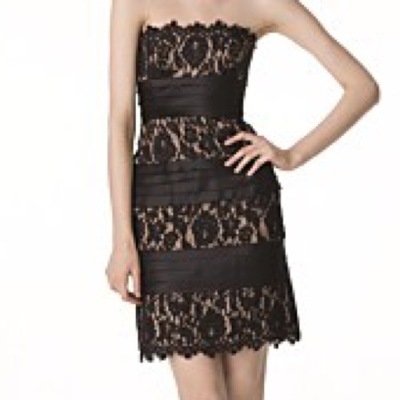 BCBGMAXAZRIA Strapless Satin and Lace