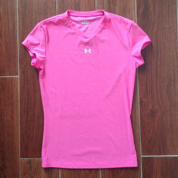 Pink Under Armour workout tee