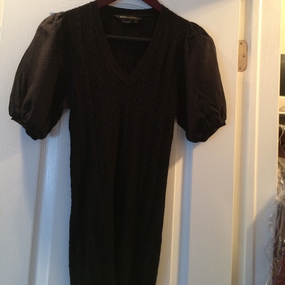 Bcbg maxazria black knit top with sheer sleeves
