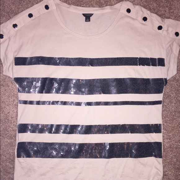 Ann Taylor Tops - SOLD Ann Taylor sequin striped loose shirt