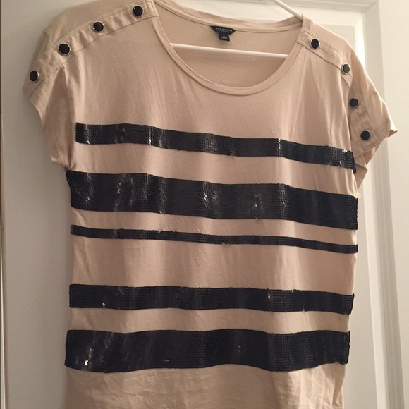 SOLD Ann Taylor sequin striped loose shirt - Picture 2 of 3