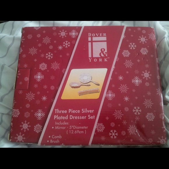 3 piece silver dresser set