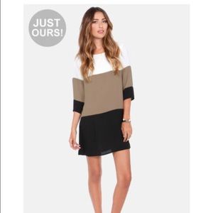 *reserved* Lulu's beige, black, and tan dress