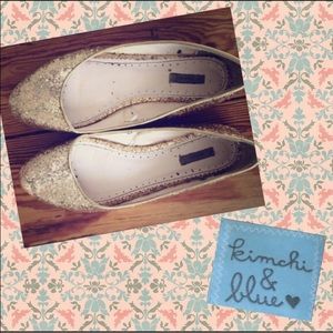 Kimchi & Blue gold glitter flats-Urban Outfitters