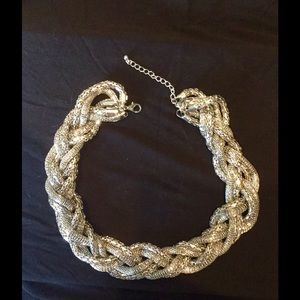 Silver braided statement necklace