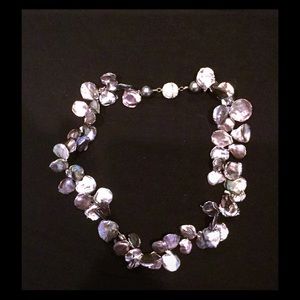 Blue and silver iridescent necklace
