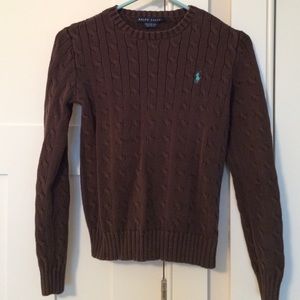 Brown cable knit sweater