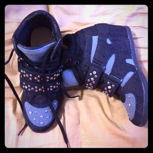 Blue and Black Studded Shoes