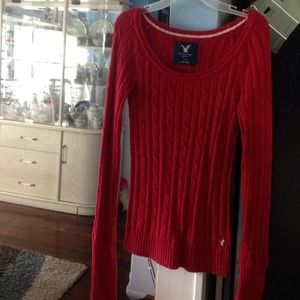 Red American Eagle long sleeve detailed sweater
